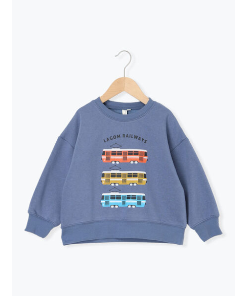 電車プリント裏起毛トレーナー