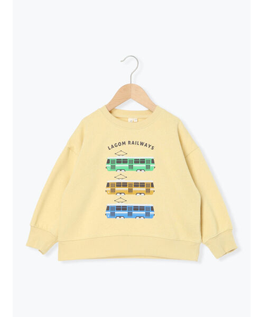 電車プリント裏起毛トレーナー