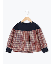 チェック切替ティアードチュニック