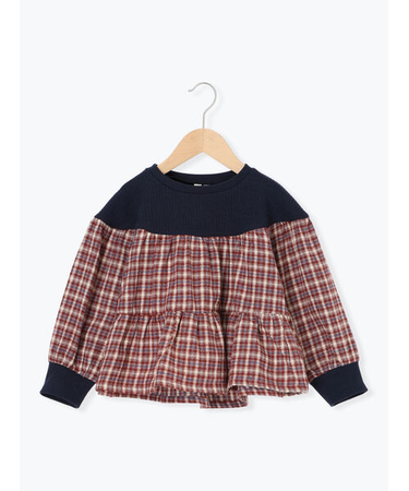 チェック切替ティアードチュニック