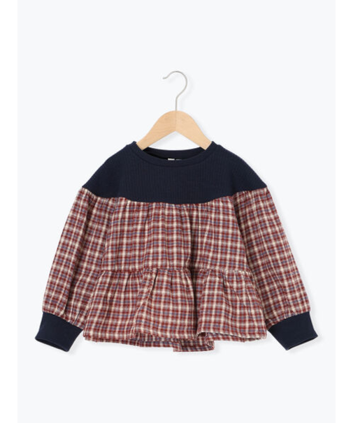 チェック切替ティアードチュニック