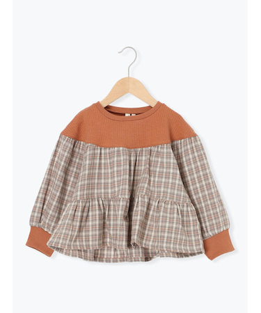 チェック切替ティアードチュニック