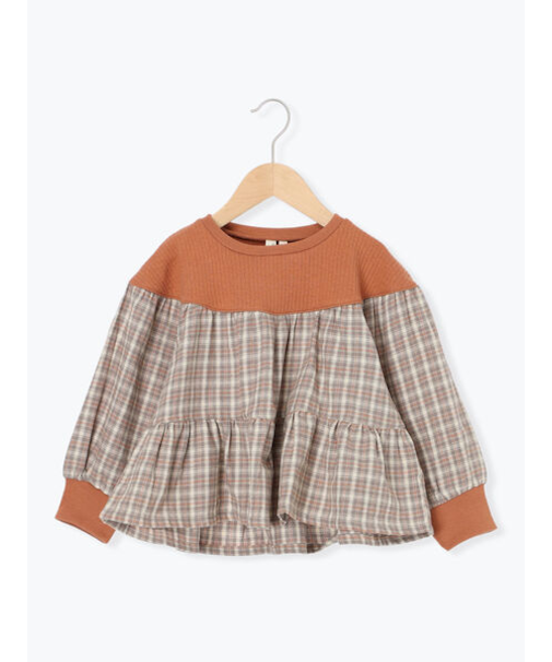 チェック切替ティアードチュニック