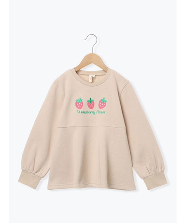 いちごさがら刺繍裏起毛トレーナー