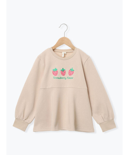 いちごさがら刺繍裏起毛トレーナー