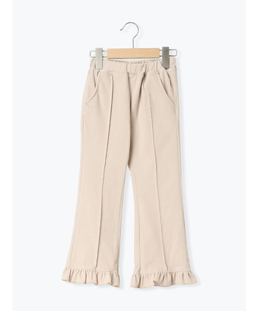 カットツイル裾フリルフレアパンツ