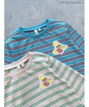 【おさるのジョージ】ワッペン付きボーダーロンT