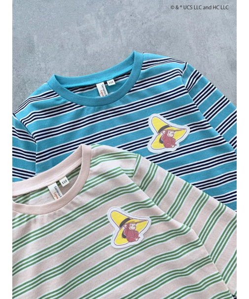 【おさるのジョージ】ワッペン付きボーダーロンT