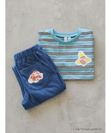 【おさるのジョージ】ワッペン付きボーダーロンT