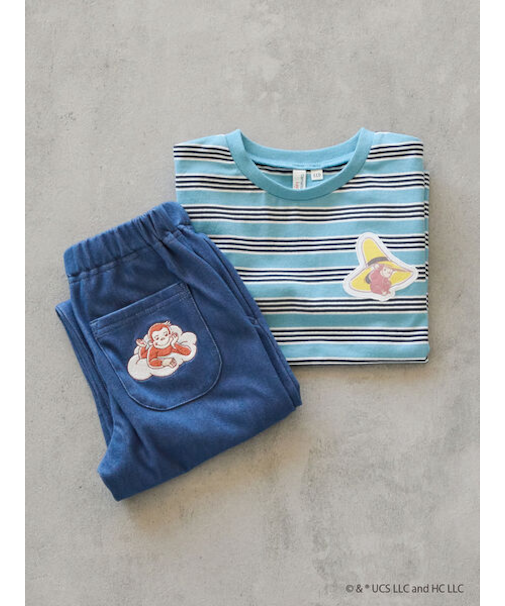 【おさるのジョージ】ワッペン付きボーダーロンT