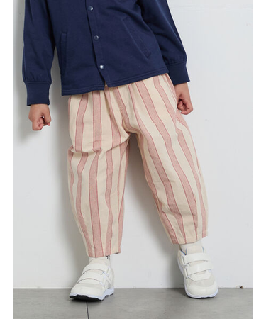 ストライプ柄コクーンパンツ