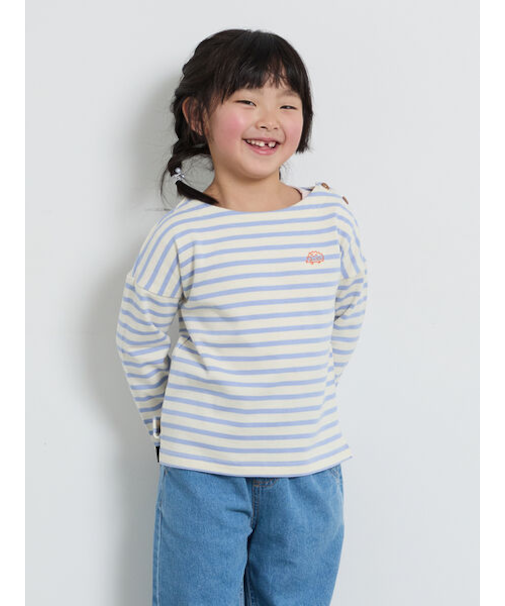 ハリネズミ刺繍ボーダーカットソー