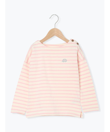 ハリネズミ刺繍ボーダーカットソー