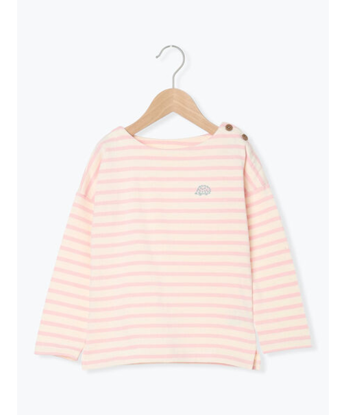 ハリネズミ刺繍ボーダーカットソー