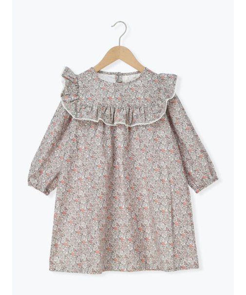 ヨークフリル花柄ワンピース