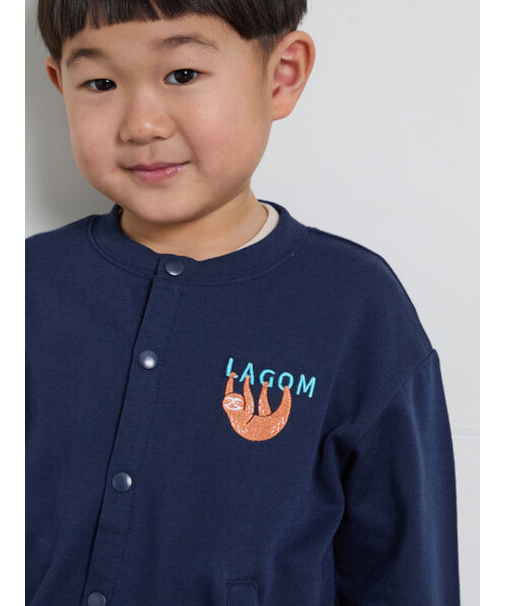 ナマケモノ刺繍ミニ裏毛カーディガン