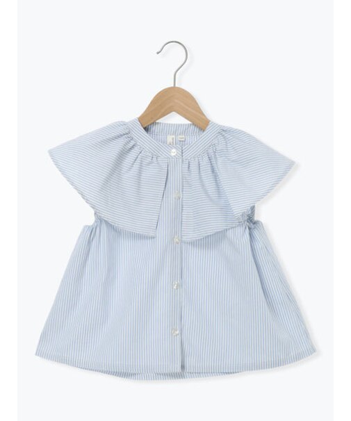 ☆ストライプ柄ビッグカラーブラウス(セットアップ可)