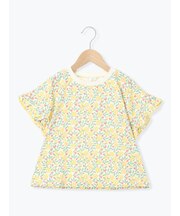 花柄袖フリルTシャツ
