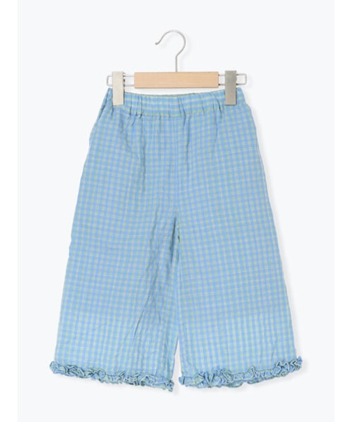 裾フリルチェック7分丈パンツ(セットアップ可)