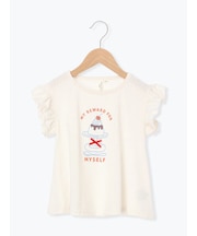 【吸水速乾】プリンプリントフリル袖Tシャツ