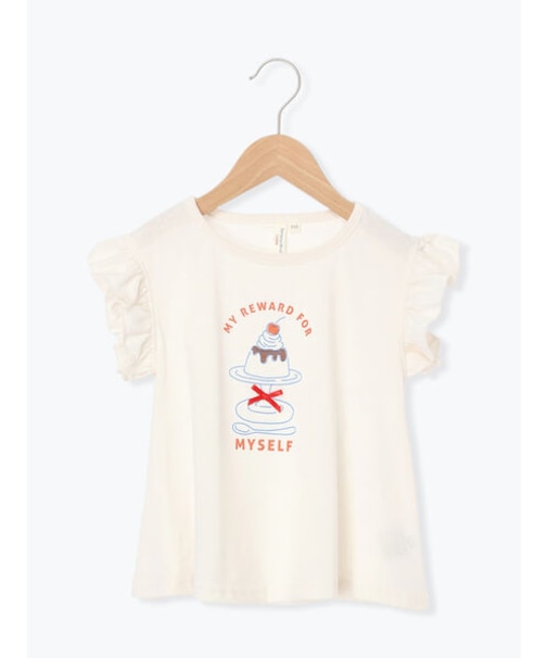 【吸水速乾】プリンプリントフリル袖Tシャツ