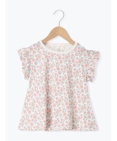【吸水速乾】花柄フリル袖Tシャツ