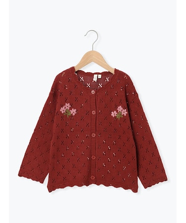 花刺繍ニットカーディガン