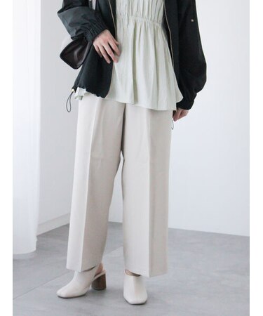 【イージーケア】タックストレートパンツ