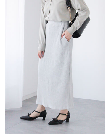 ラメ混カットプリーツスカート