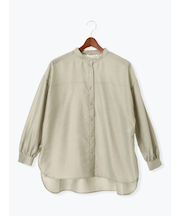 メタル釦バンドカラーオーバーシャツ