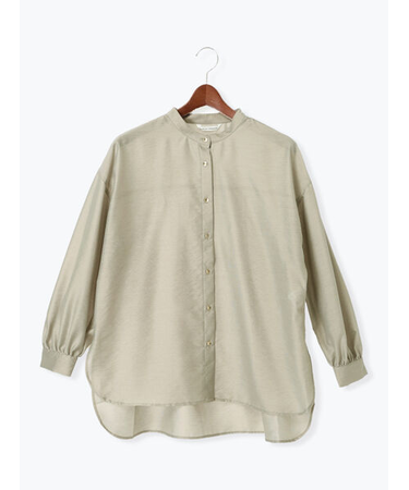 メタル釦バンドカラーオーバーシャツ