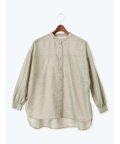 メタル釦バンドカラーオーバーシャツ