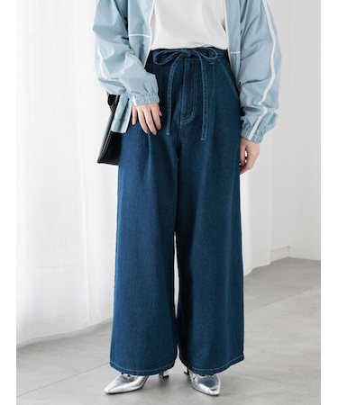 ウエストリボンタックワイドデニムパンツ《2025spring catalog item》