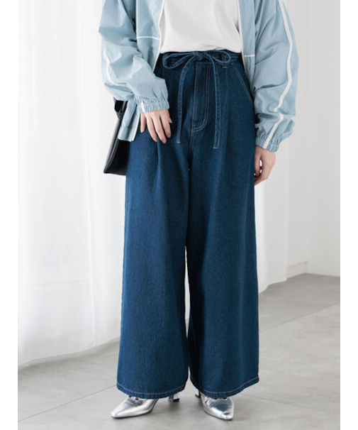 ウエストリボンタックワイドデニムパンツ《2025spring catalog item》