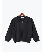 襟付きジップカーディガン