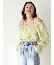 チェックスクエアネック2WAYブラウス《2025spring catalog item》
