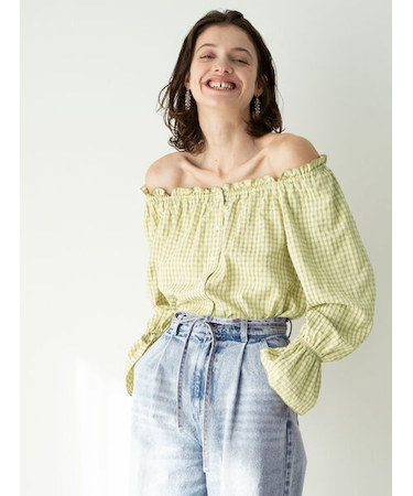 チェックスクエアネック2WAYブラウス《2025spring catalog item》