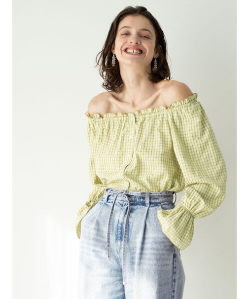 チェックスクエアネック2WAYブラウス《2025spring catalog item》