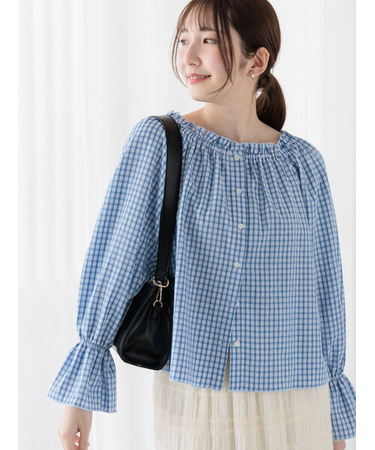 チェックスクエアネック2WAYブラウス《2025spring catalog item》