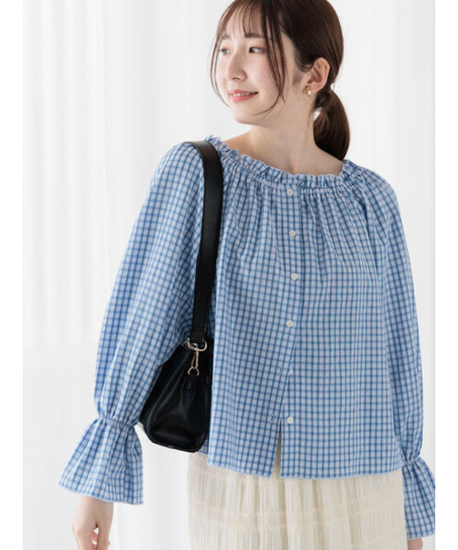 チェックスクエアネック2WAYブラウス《2025spring catalog item》