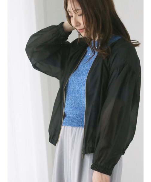 ノーカラーシアーブルゾン