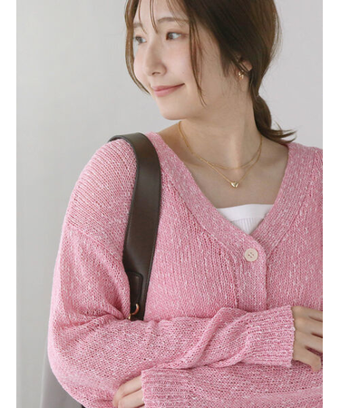 スラブクロップドVネックカーディガン《2025spring catalog item》