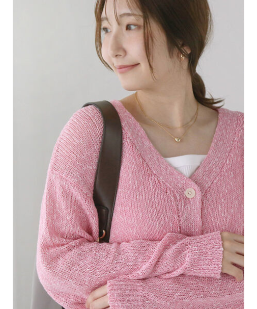 スラブクロップドVネックカーディガン《2025spring catalog item》