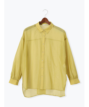 パール釦レギュラーカラーシアーシャツ