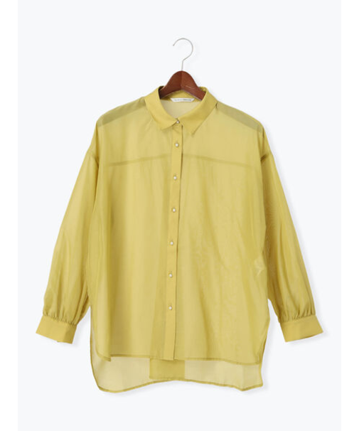 パール釦レギュラーカラーシアーシャツ