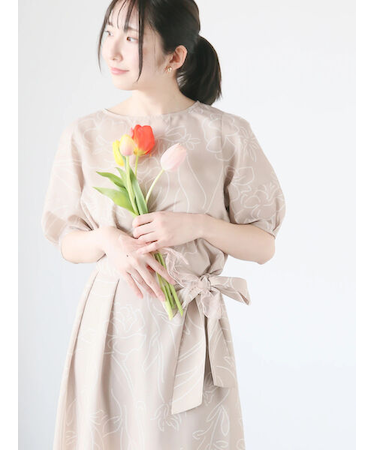 【日比谷花壇コラボ】刺繍ライクプリントワンピース