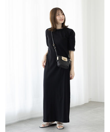 配色リブカットワンピース