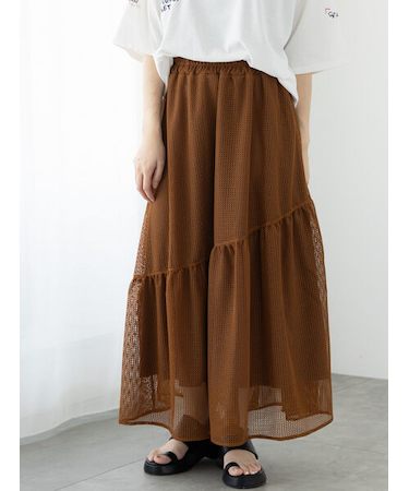 メッシュアシメティアードスカート《2025summer catalog item》