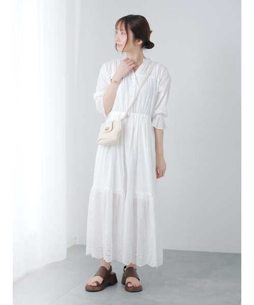 【美品】カットワークティアードワンピース DOUX ARCHIVES｜カットワークレースティアードワンピース