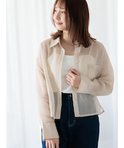 ストライプクロップドシアーシャツ